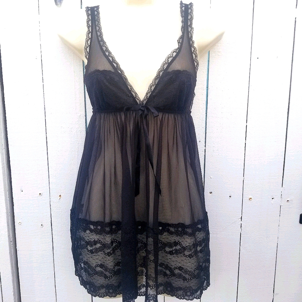 Victoria's Secret Black Sheer Chemise